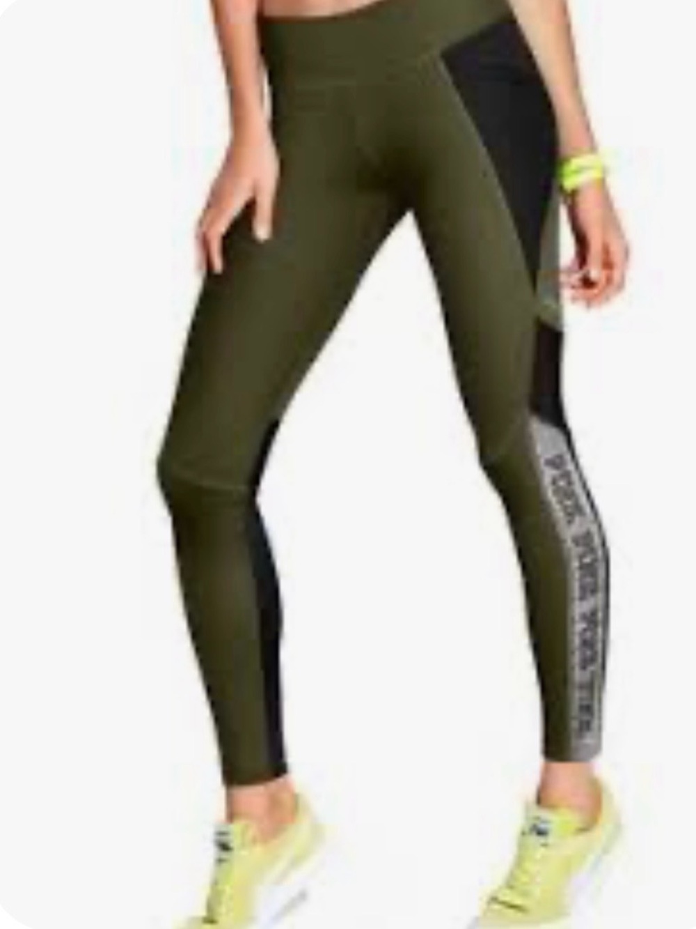 Victoria's Secret PINK Olive Green and Black High-Rise Leggings